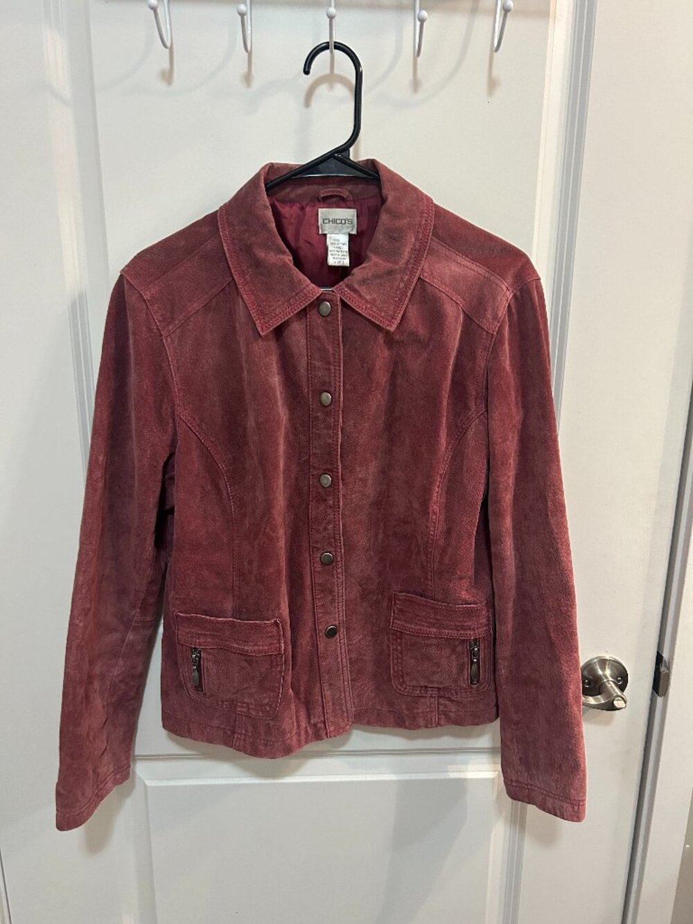 Chico's Suede Leather Jacket in Dusty Rose